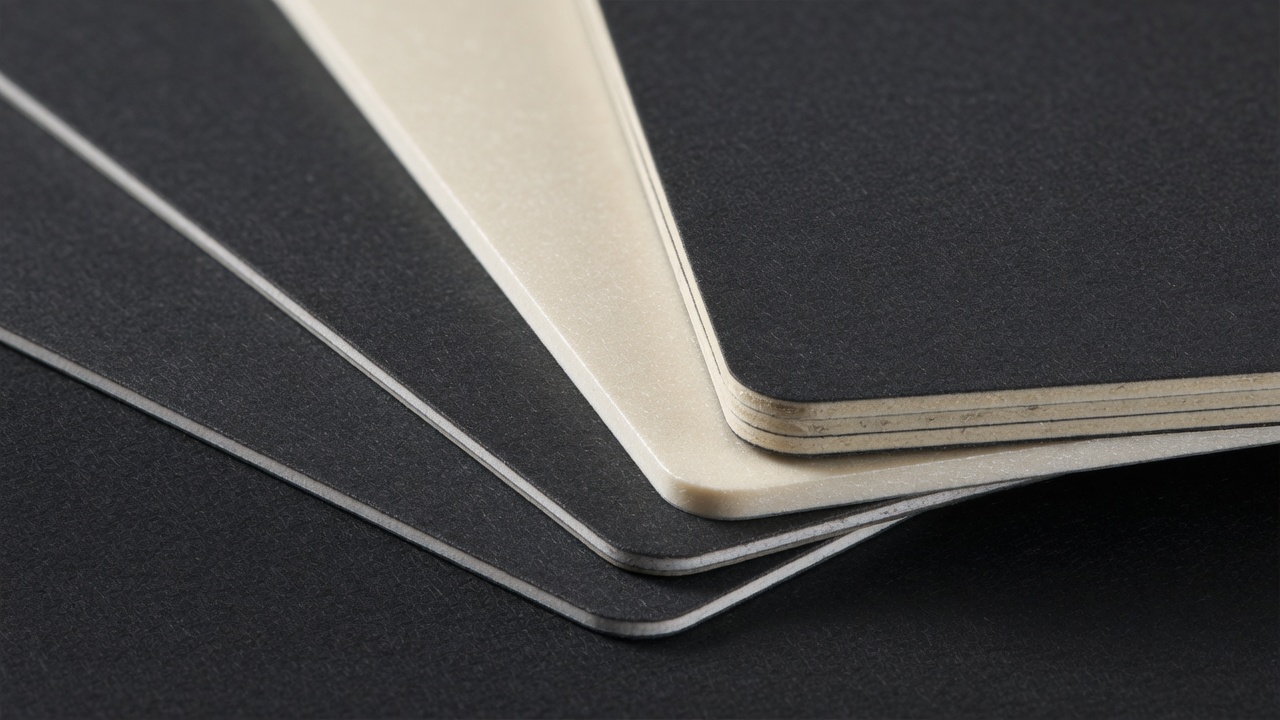Business card stocks compared in the hand